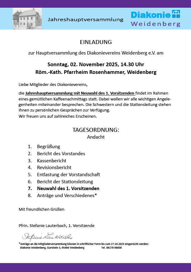 Jahreshauptversammlung im November 2025