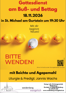 Einladung zum Gottesdienst am Buß- und Bettag 19.00 Uhr