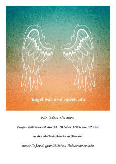 Abendgottesdienst in Stockau zum Thema Engel am 18. 10. 26 um 17 Uhr