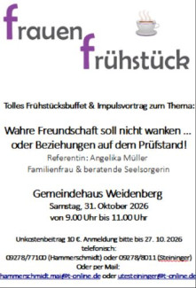 Frauenfrühstück am 31. 10. 2026 