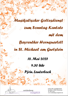 Musikalischer Gottesdienst am 18. Mai