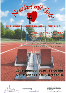 Einladung zum Neustart- Gottesdienst am 13. September um 11 Uhr