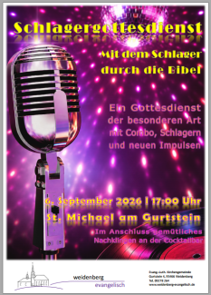 Herzliche Einladung zum Schlagergottesdienst am 6. September um 17 Uhr