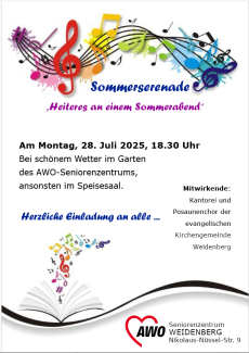 Einladung zur Sommerserenade in der AWO