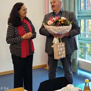 Pfrin. Lauterbach bei der Verabschiedung durch den 2. Vorsitzenden Reinhard Preißinger